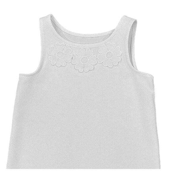 NWT Pappagallo Girls' Natural White Rosetta W/Floral Accent Shift Dress -M (7/8) - Picture 3 of 9